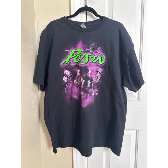 Poison 2022 Tour Shirt Black‎ Purple Green 2XL Gildan 100% Cotton - Picture 1 of 6
